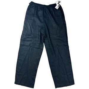 Jones Wear Black Sports Pants Linen Perfect Balance Straight Leg Woman's Lg NWT